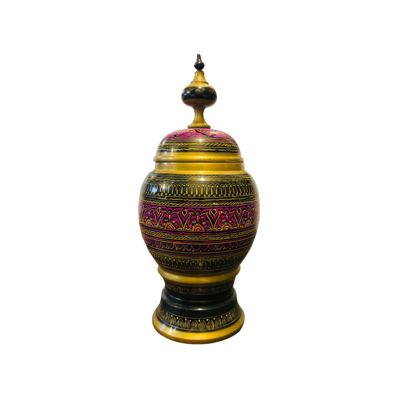 Handmade Zink Candy Jar with Lacquer Art Work | Elegant Storage & Decor