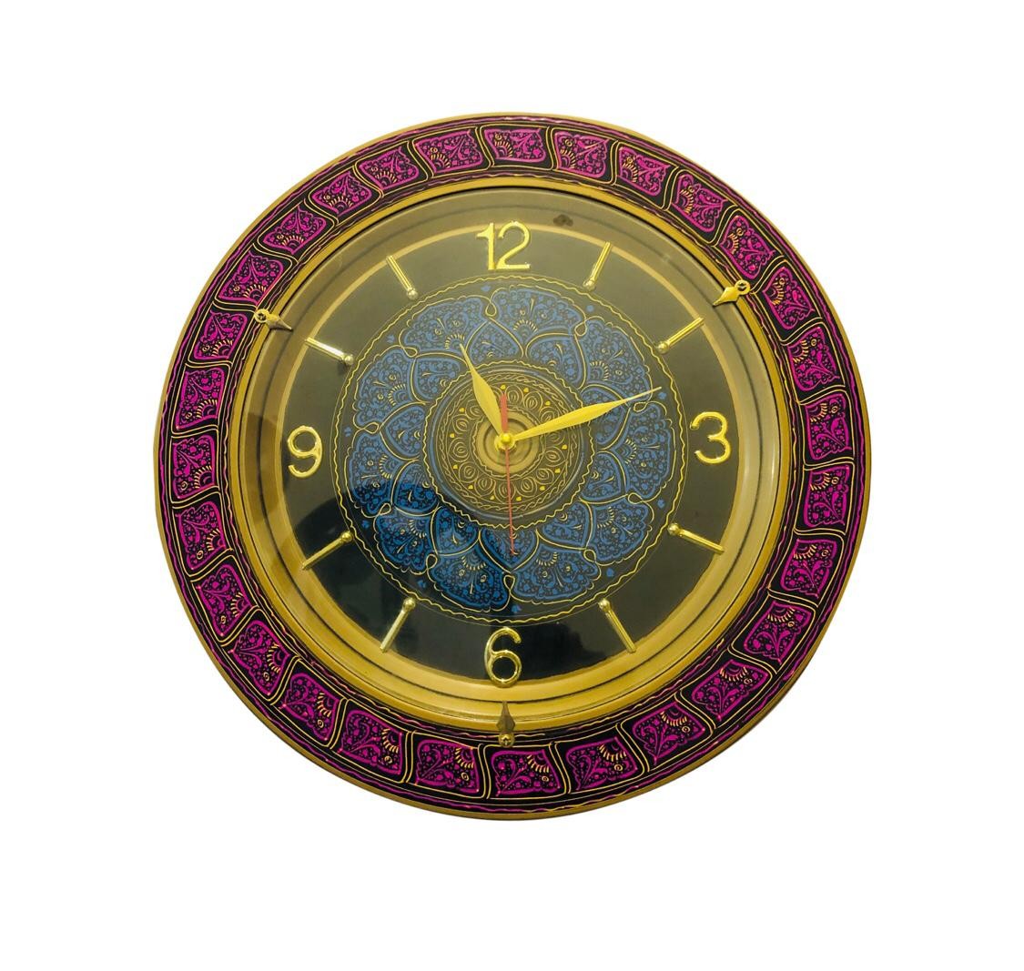 Handcrafted Wooden Wall Clock with Nakshi Art Work | Elegant Traditional Design