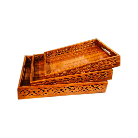 Handmade Wooden Tray Set | Elegant & Functional Serveware