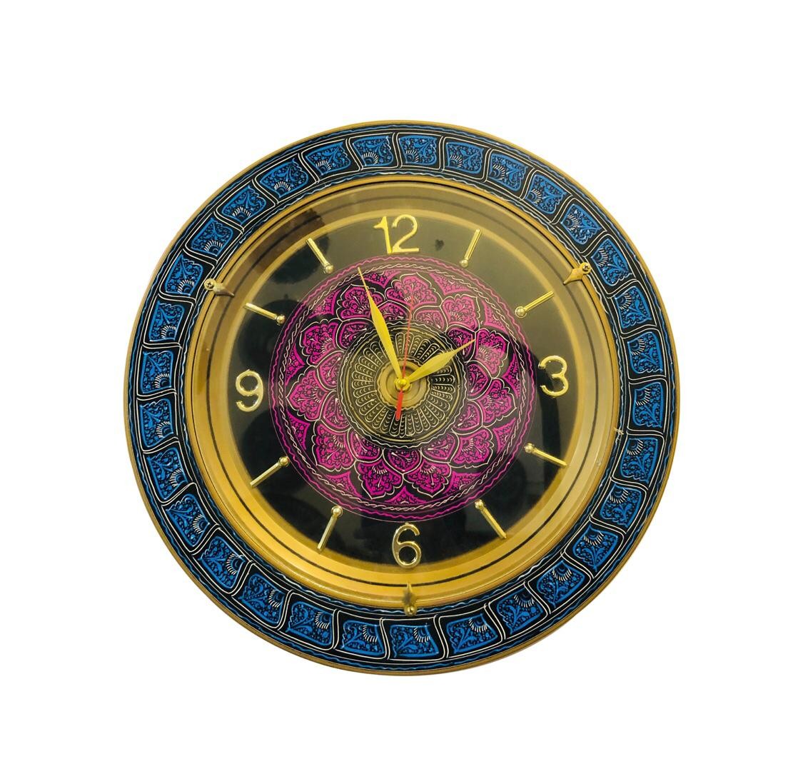 Handcrafted Wooden Wall Clock with Nakshi Art Work | Elegant Traditional Design